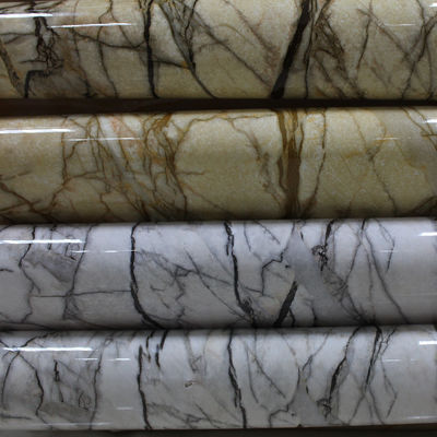 Films en PVC en marbre brillant en feuille de marbre en PVC pour meubles et revêtements muraux glamour